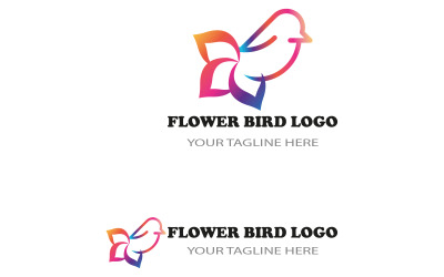 Modello di logo dell&amp;#39;uccello del fiore che corrisponde a tutti i nomi