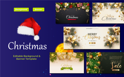 5 Pack Christmas Background - Banner - Gift - Editable Templates