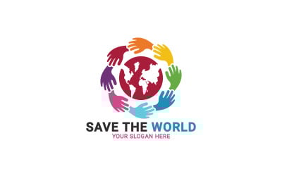 Save The World Logo, Helping Hands Logo Template
