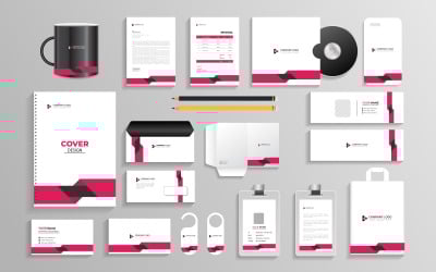 Vector Office stationery items and Corporate branding identity Template for industrial  element