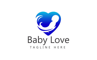 Bebek Aşk Logosu Ve Bebek Kalp Logo Şablonu