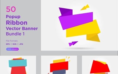 Popup Ribbon Vector Banner Bundle 1