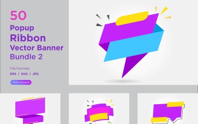 Popup Ribbon Vector Banner Bundle 2