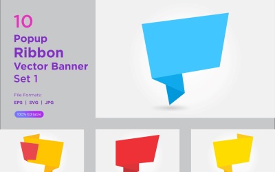Popup Ribbon Vector Banner Set 1