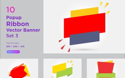 Popup Ribbon Vector Banner Set 3