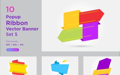 Popup Ribbon Vector Banner Set 5
