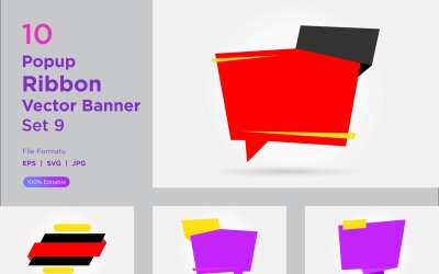 Popup Ribbon Vector Banner Set 9