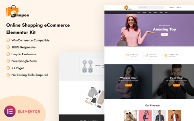 Shopee - Kit Elementor para comércio eletrônico de compras on-line