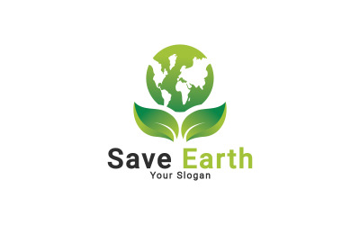 Uratuj logo ziemi, zapisz szablon logo przyrody przyrody