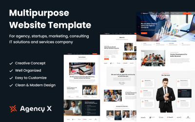 Agentschap X - PSD-sjabloon voor bedrijven, startups, bedrijven, bedrijven, bureaus