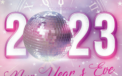 Feliz año nuevo Flyer 2023 Nueva plantilla de diseño rosa