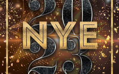 Happy New Year Eve Dark Feel Flyer 2023 Plantilla de diseño Black-Gold