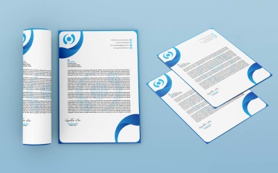 Modern és professzionális kék céges levélpapír – vállalati identitás