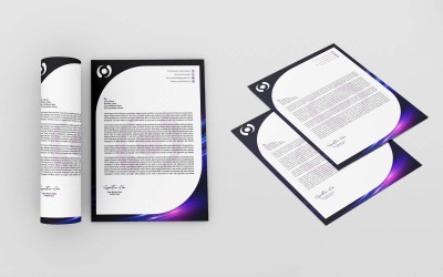 Professional Neon Wave Letterhead - Corporate Identity