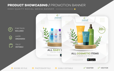 Velvet - Banner de mídia social de venda de vitrine de produto