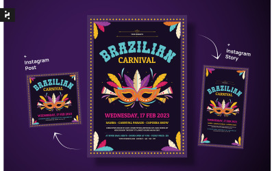 Флаер для бразильской карнавальной вечеринки