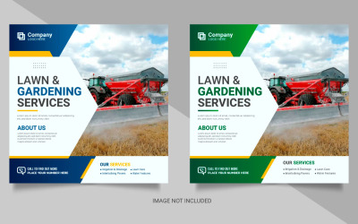 Servicio de agricultura publicación en redes sociales o cortacésped jardinería paisajismo pancarta