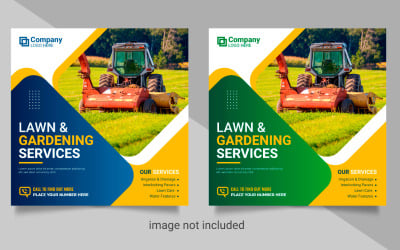 Agriculture service social media post banner or lawn mower gardening  banner style