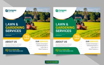 Agriculture service social media post banner or lawn mower gardening  banner vector  concept