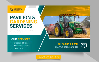 Agriculture service web banner  design  or lawn mower gardening social media post banner