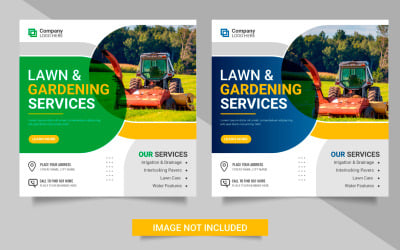 Banner de publicación de redes sociales de servicio de agricultura Vector o banner de jardín de cortacésped