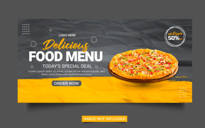 Banner web de alimentos Banner de portada de redes sociales publicidad de alimentos venta de descuento