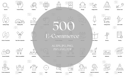Conjunto de ícones de grandes empresas - 500 ícones