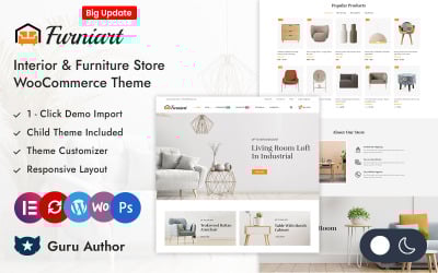 Furniart - Tema adaptable para Elementor WooCommerce para tienda de muebles de interior