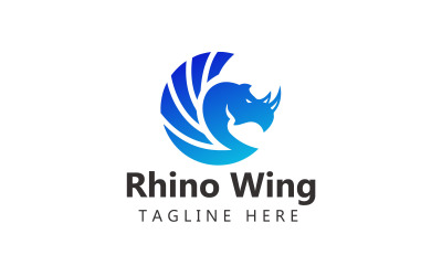 Logo d&amp;#39;aile de rhinocéros. Modèle de logo de corne de rhinocéros gratuitement
