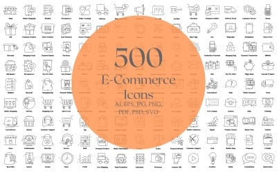 Mega balíček: 500 ikon elektronického obchodu