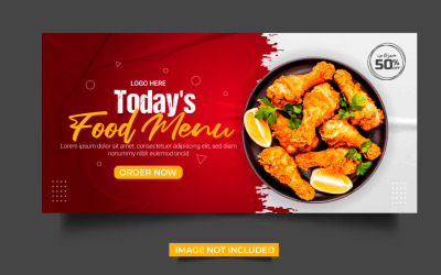 Banner web de alimentos vectoriales Banner de portada de redes sociales publicidad de alimentos descuento oferta de venta
