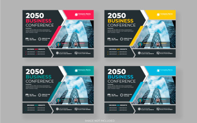 Folleto de conferencia de negocios abstracto corporativo o folleto horizontal y diseño de banner de invitación