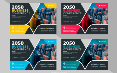 Folleto de conferencia de negocios abstracto corporativo o folleto y banner de invitación seminario web en vivo