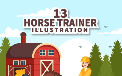 13 ilustración de entrenador de caballos de deporte ecuestre