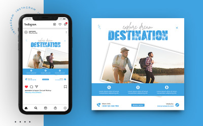Reisewerbung Instagram Post und Social Media Banner Vorlage