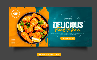 Voedsel webbanner Social media cover banner voedsel korting verkoop aanbieding sjabloon social media ontwerp