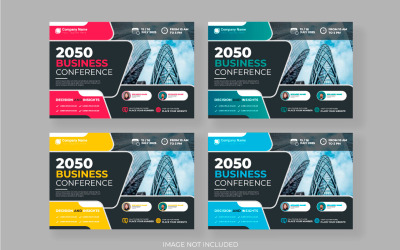 Volantino per conferenze aziendali astratte aziendali o volantino orizzontale e progettista di banner di invito