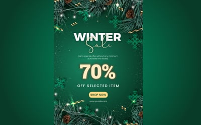 Cartel de banner de promoción de venta de invierno