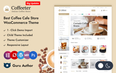Coffeeter - найкраща кавоварка Elementor Адаптивна тема WooCommerce
