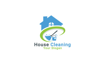 Logo della pulizia della casa, logo del servizio di pulizia, modello del logo dell&amp;#39;impresa di pulizie