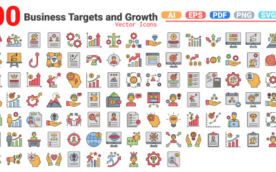 Pacchetto icone obiettivi aziendali e crescita | AI | ENV | SVG