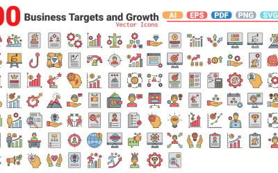 Paquete de iconos de crecimiento y objetivos empresariales | IA | EPS | SVG