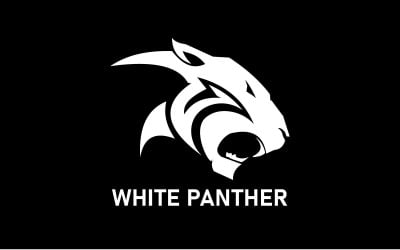 Plantilla moderna vectorial de diseño de logotipo animal de pantera en blanco y negro