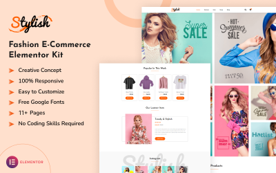 Stylowy - Zestaw Elementor do responsywnej witryny internetowej eCommerce w modzie