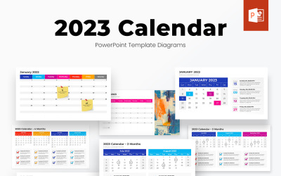 Design de modelo de PowerPoint do calendário 2023