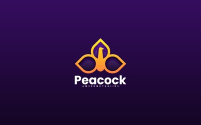 Estilo de logotipo gradiente de arte de linha de pavão