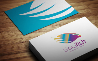 Goldfisch und goldenes Seefisch-Logo