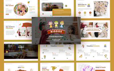 Kiddos Anaokulu Okulu Google Slaytlar Şablonu