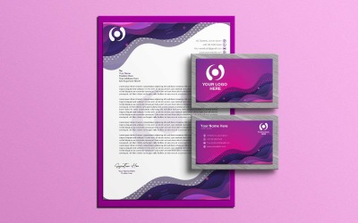 Kreativ gradient flytande abstrakt brevpapper och visitkortdesign - företagsidentitet