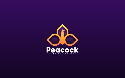 Peacock Line Art Farbverlauf-Logo-Stil